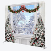 Aperturee - Aperturee Winter Scene Christmas Window Pillow Case Backdrop